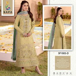 Wedding and Engagement Special Detailing Trendy Long Back Side Work Pakistani Fashion Bright Color Kurti Set - Product Image 3