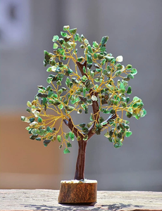 Pierre semi-précieuse naturelle, Aventurine verte, arbre de l'amour sculpté en pierre précieuse, 300 copeaux, figurine Feng Shui, décoration d'intérieur - Product Image 6