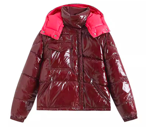 Chaqueta Bomber de Invierno para Mujer, Talla Grande, Impermeable, Cortavientos, con Cuello Alto, Forro de Algodón/Nailon, Negra Brillante - Product Image 2