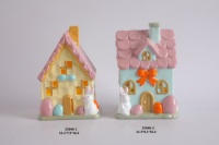 Großhandel New Creative Easter Light up Pastell blau Pink Iced Lebkuchen haus Bunny Rabbit Eggs Home Decor