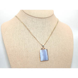 Catena bizantina piatta in argento Sterling 925 con ciondolo in agata placcato rodio oro Trendy reticolato catena di diamante pietra principale - Product Image 4