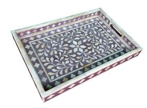 Bandeja con incrustaciones de hueso de diseño superior con patrones de diseño floral, bandeja para servir con incrustaciones de hueso para ocasiones navideñas - Product Image 3