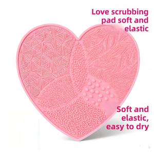 Factory Wholesale Heart-shaped Silicone Love Wash <b>Pad</b> with <b>Suction</b> Cup Makeup Brush Cleaner Powder Puff - Product Image 4