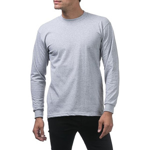 Camiseta de Manga Larga para Hombre, Corte Regular, Cuello Redondo, Color Gris Sólido, 100% Algodón Jersey, Ropa Casual - Product Image 3
