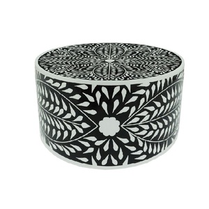 Mesa de centro con incrustaciones de hueso Mesa de centro redonda de estilo moderno con incrustaciones de hueso elegante Decoración única para el hogar Muebles de sala de estar - Product Image 1