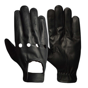 Con muestra de guantes de cuero marrón acolchados para mujeres y hombres Guantes de moda cálidos de invierno con puños de punto de lana y forro interior suave - Product Image 5