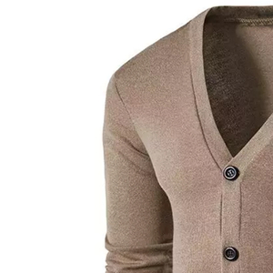 Custom Winter <b>Men's</b> Nylon/Acrylic Thick Anti-Wrinkle <b>Knitted</b> <b>Cardigan</b> Short Long Sleeved V-neck Front Shawl Button Sweater - Product Image 3