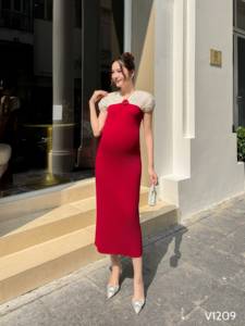 Vestido de Maternidad de Verano de Alta Calidad con Mangas Cortas, Tela Antiencogimiento y Absorbente de Sudor, Suave y Cómodo, ODM V1209 Vietnam - Product Image 4