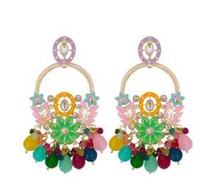 Indien Kundan traditionnel Jhumka boucles d'oreilles haut à la mode Style Vintage goutte d'eau cloche dames femmes alliage or mariages - Product Image 1