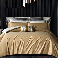4 टुकड़ा बिस्तर सेट सादे सफेद बिस्तर 5 स्टार होटल सोने का कपड़ा बिस्तर सेट