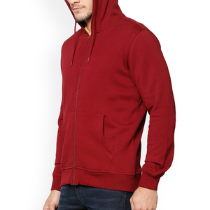 Nouveau design Sweats à capuche zippés en polaire 100% coton épais avec logo personnalisé de couleur unie pour hommes Saison d'hiver de haute qualité OEM - Product Image 4