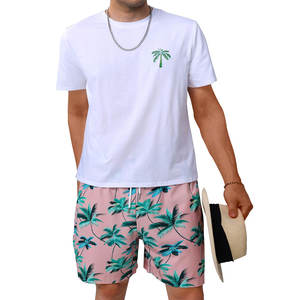 Easy Wash Two Piece Graphic T Shirts and Short <b>Set</b> for <b>Men</b> Summer 100% Cotton Washed Shorts <b>Set</b> - Product Image 4