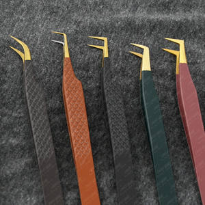 Pinzas profesionales para pestañas con punta de fibra, pinzas para pestañas con volumen, pinzas clásicas curvas de Luna, sujeción fuerte, extensión de pestañas fácil de recoger - Product Image 1