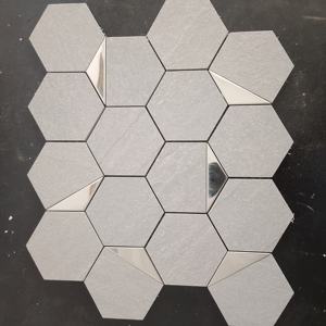 Textura sutil impacto audaz 73mm hexágono plata PVD mosaico de cerámica azulejo para aplicaciones de interior cocina backsplash dormitorio característica - Product Image 1