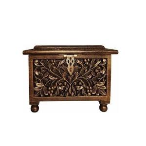 Caja de almacenamiento de madera hecha a mano única caja de almacenamiento de diseño muy único con trabajo de tallado - Product Image 1