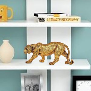 Suministros para eventos Estatua de tigre dorado Pieza de exhibición de lujo para decoración del hogar Decoración de mesa Escultura de tigre de latón fundido hecho a mano al por mayor - Product Image 5