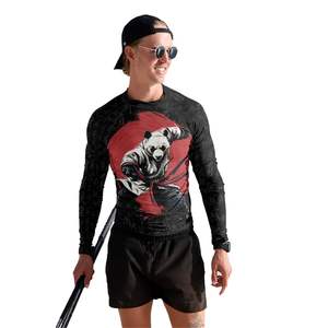 Custom manga larga Rashguard compresión Fit Gymwear tejido elástico de secado rápido MMA BJJ entrenamiento Top OEM fábrica - Product Image 3