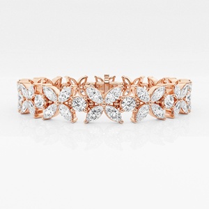 Bracelet en diamant Moissanite Marquise Design floral en argent de qualité supérieure avec design glacé pour mariage - Product Image 1