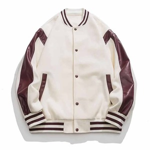 100% haute qualité hommes Vintage Varsity hiver veste lettre motif toile col montant - Product Image 3