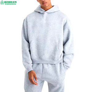 Sudadera con capucha de forro polar grueso de poliéster/algodón, transpirable, gris ceniza, talla grande, con refuerzo apilado, personalizada, para envío mundial - Product Image 2