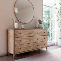 Commode de chambre à coucher Greenport à 6 tiroirs en bois massif avec finition noyer brossé, Chine