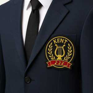 Écusson brodé artisanal sur mesure en fil d'or, motif élégant en forme de boule d'or, pour les ensembles de sécurité à épingle de chœur et de sociétés musicales, pour uniformes et mode - Product Image 2