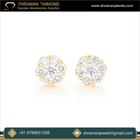 Anting-anting unisex bergaya emas asli 10K grosir partai besar berbagai ukuran desain cluster halo berlian alami bermotif bunga anting hoop halus hadiah