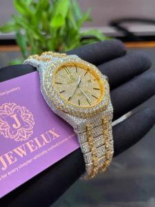 Reloj Mecánico de Lujo con Correa de Acero Inoxidable, Diamantes y Detalles Dorados, Ideal para Fiestas y Regalos Empresariales - Product Image 4