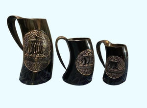 แก้วมีเขาไวกิ้ง XL vegvisir tankard renfaire ตกแต่งเทศกาลของขวัญเจ้าบ่าว700 1300มล. บรรจุอาเกตตามธรรมชาติ - Product Image 6