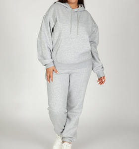 Chándal de mujer en gris clásico Venta al por mayor Fleece Sports Joggers Trajes Logotipo personalizado unisex - Product Image 1