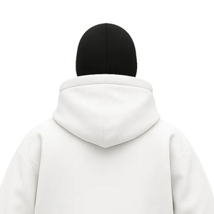 Sweat à capuche balaclava d'hiver 100% coton personnalisé pour homme, lourd, surdimensionné, double capuche, fermeture éclair, épaules tombantes, respirant, avec poche - Product Image 4