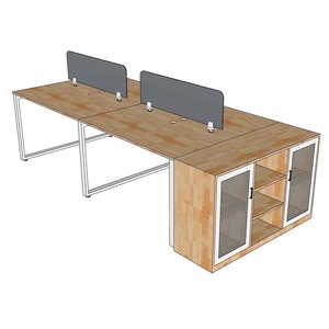 Contemporary Minimalist 4-Piece <b>Foldable</b> Melamine <b>Office</b> <b>Desks</b> with Side Cabinet - Product Image 3