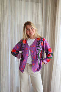 Chaqueta Bomber de Mujer para Otoño e Invierno, Hecha a Mano, Hermosa, de Algodón Rosa, Tejida, Bordada, Estilo Suzani, Ecológica, Transpirable, con Botones Florales - Product Image 3