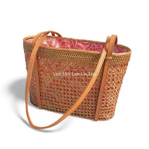 Handmade Rattan Bag Natural Woven <b>Handbag</b> String Closure Shoulder <b>Strap</b> Lightweight Fashion <b>for</b> Everyday Life From Vietnam - Product Image 1