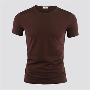 Camiseta de manga corta para hombre 2025, camisetas de verano de alta calidad con cuello en V, camisetas informales con patrón sólido negro ajustado para hombre, camisetas de Color puro - Product Image 3