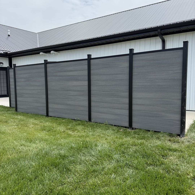 WPC Fence Panels Wood Plastic Composite Garden Privacy Fence with Aluminum Frame Eco-friendly Outdoor 6ft