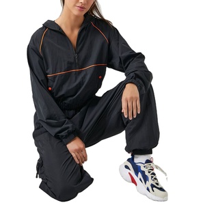 Ensemble de survêtement sport pour femmes grande taille, veste coupe-vent en nylon, pantalon cargo actif avec poche, veste anorak demi-zip, 2026 - Product Image 2