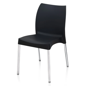 Chaise contemporaine en plastique sans bras avec cadre en aluminium de haute qualité et finition élégante idéale pour les salles à manger espaces éducatifs - Product Image 1