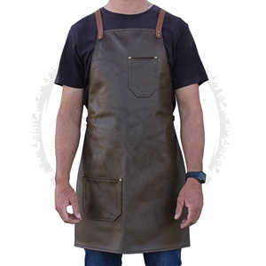 Delantales de cuero de trabajo de Color marrón cómodos superventas para hombres Delantales de cuero con logotipo personalizado - Product Image 6