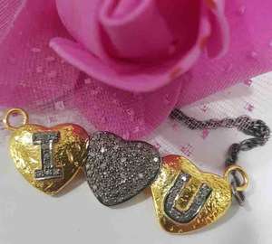 Ilovekou จี้เพชรปู925ย้อนยุคของผู้หญิงขนาด45x12มม. สีดำโรเดียมชุบ - Product Image 4