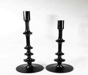 Handmade Luxury <b>Black</b> Aluminum <b>Pillar</b> <b>Candle</b> <b>Holder</b> Cast Metal Stand Ideal for Wedding Decorations Unique <b>Candle</b> Jar - Product Image 1