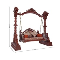 Balançoire en bois dur robuste avec coussin et chaînes adaptée au balcon, terrasse, patio ou jardin extérieur