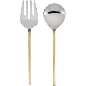 Poignée élégante blanche Accessoires de cuisine Meilleure vente Serveur à salade en acier inoxydable Finition argentée Cuillère et fourchette Utilisation de la vaisselle de table - Product Image 4