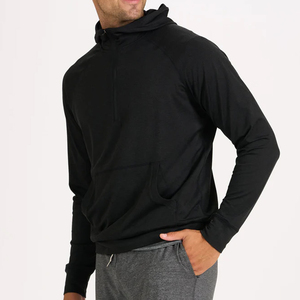 Half Zip Hoodie for <b>Men</b> Cotton <b>Men's</b> Hoodies Custom Sweatshirts With Hooded Organic Cotton Jersey <b>Mens</b> <b>Pullover</b> Hoodies - Product Image 2