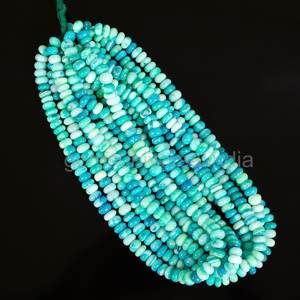 Perles de pierres précieuses lisses d'opale verte naturelle ombragées 8mm perles de rondelle d'opale pour la fabrication de bijoux en gros 16 "bonbons opale pierre en vrac - Product Image 4