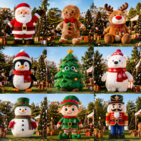 Personaje Navideño Inflable de Peluche Personalizado: Papá Noel, Hombre de Jengibre, Reno, Pingüino, Oso, Muñeco de Nieve, Elfo, Cascanueces, Decoración Esponjosa