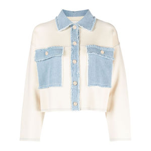 Denim Jacket Women <b>Stitching</b> Loose Casual Long Sleeved Plus Size Women <b>Coats</b> in high quality suitable price custom OEM - Product Image 1