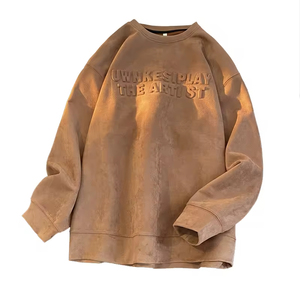 Sweat-shirt unisexe en molleton français de haute qualité 500GSM, logo personnalisé hip-hop, impression en relief 3D, 100% coton, col rond, sweat-shirt à capuche en relief - Product Image 4