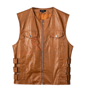 Hombres Casual Biker cuero genuino más vendido precio al por mayor cuero hecho moda chaleco precio razonable ropa Chaleco de cuero - Product Image 1