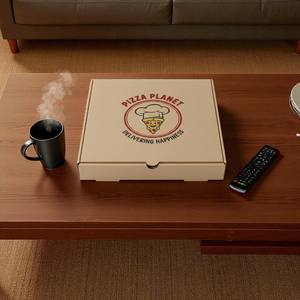 Boîtes à pizza rectangulaires personnalisées avec logo Papier kraft biodégradable recyclable écologique Restaurants à emporter au micro-ondes - Product Image 4